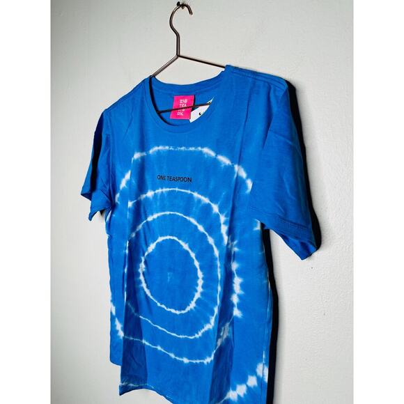 ONE TEASPOON Blue Hand Dyed Logo Organic Crew Tee Shirt Size Medium NWT - Picture 6 of 6